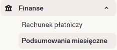 Menu Finanse Etsy z Podsumowaniami miesięcznymi.
